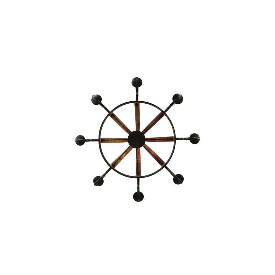 Barrel Stave Madera 8 Light 48" Wide Taper Candle Style Chandelier - Natural Wood / Timeless Bronze Finish