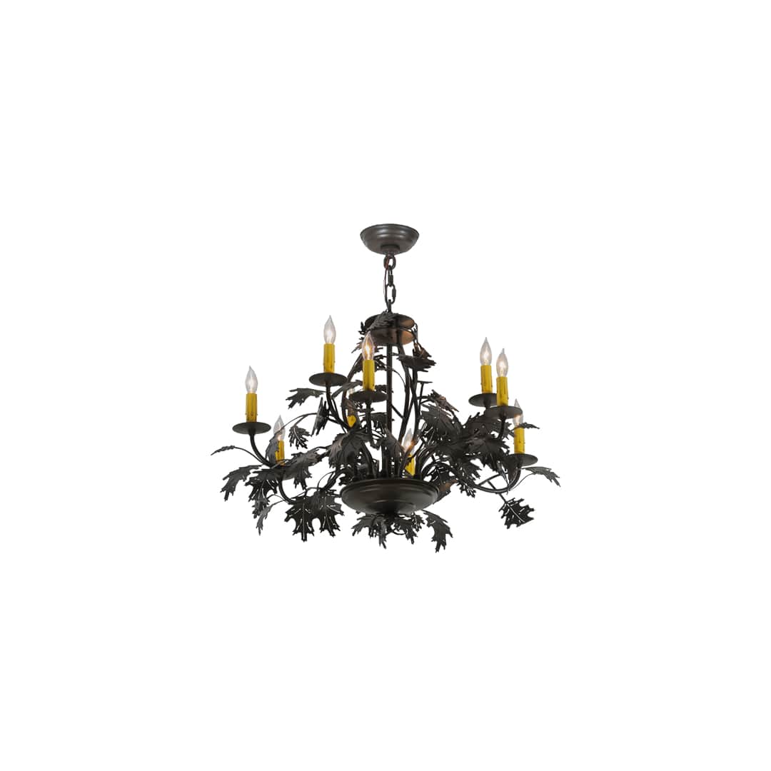 Oak Leaf and Acorn 9 Light 32" Wide Taper Candle Style Chandelier