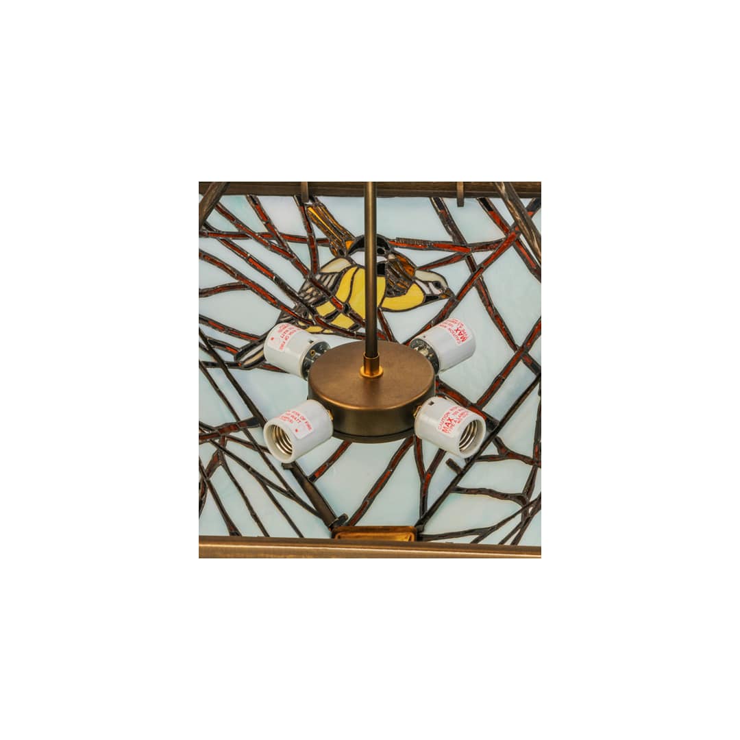 Backyard Friends 4 Light 30" Wide Semi-Flush Ceiling Fixture with Azure Glass Shade - Antique Copper Finish