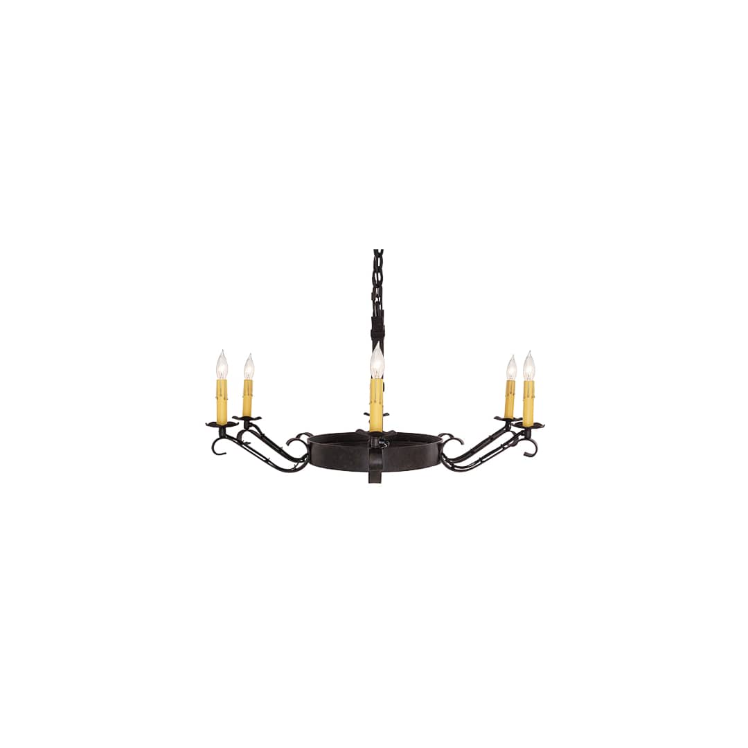 Hand forged 6 Light 29" Wide Taper Candle Style Chandelier