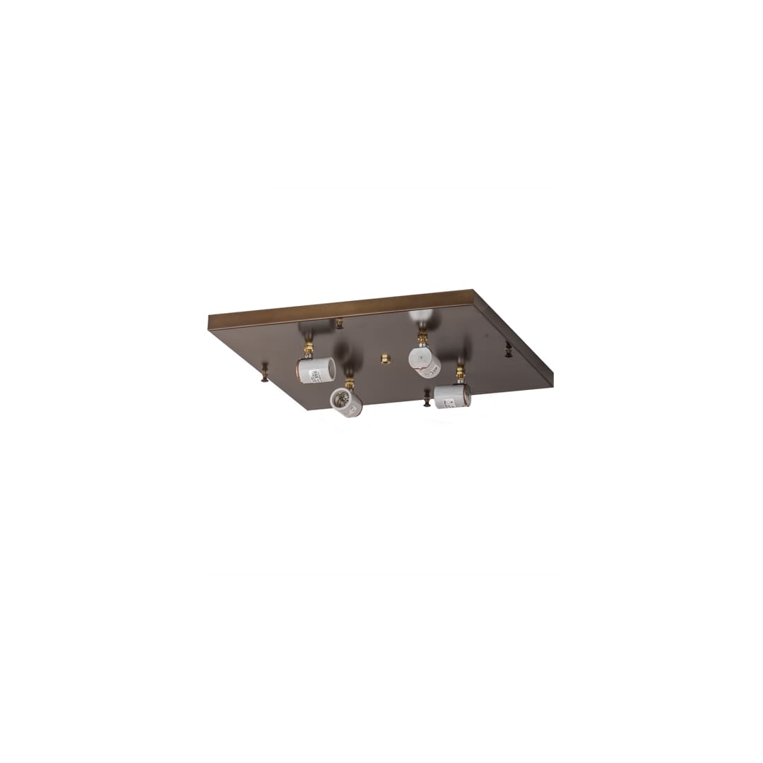Mission 4 Light 24" Wide Flush Mount Square Ceiling Fixture - Antique Copper Finish