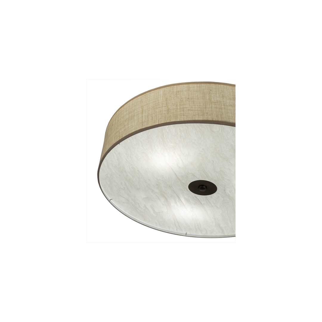 Cilindro 3 Light 36" Wide Semi-Flush Drum Ceiling Fixture with Off-White Shade - Nickel Finish