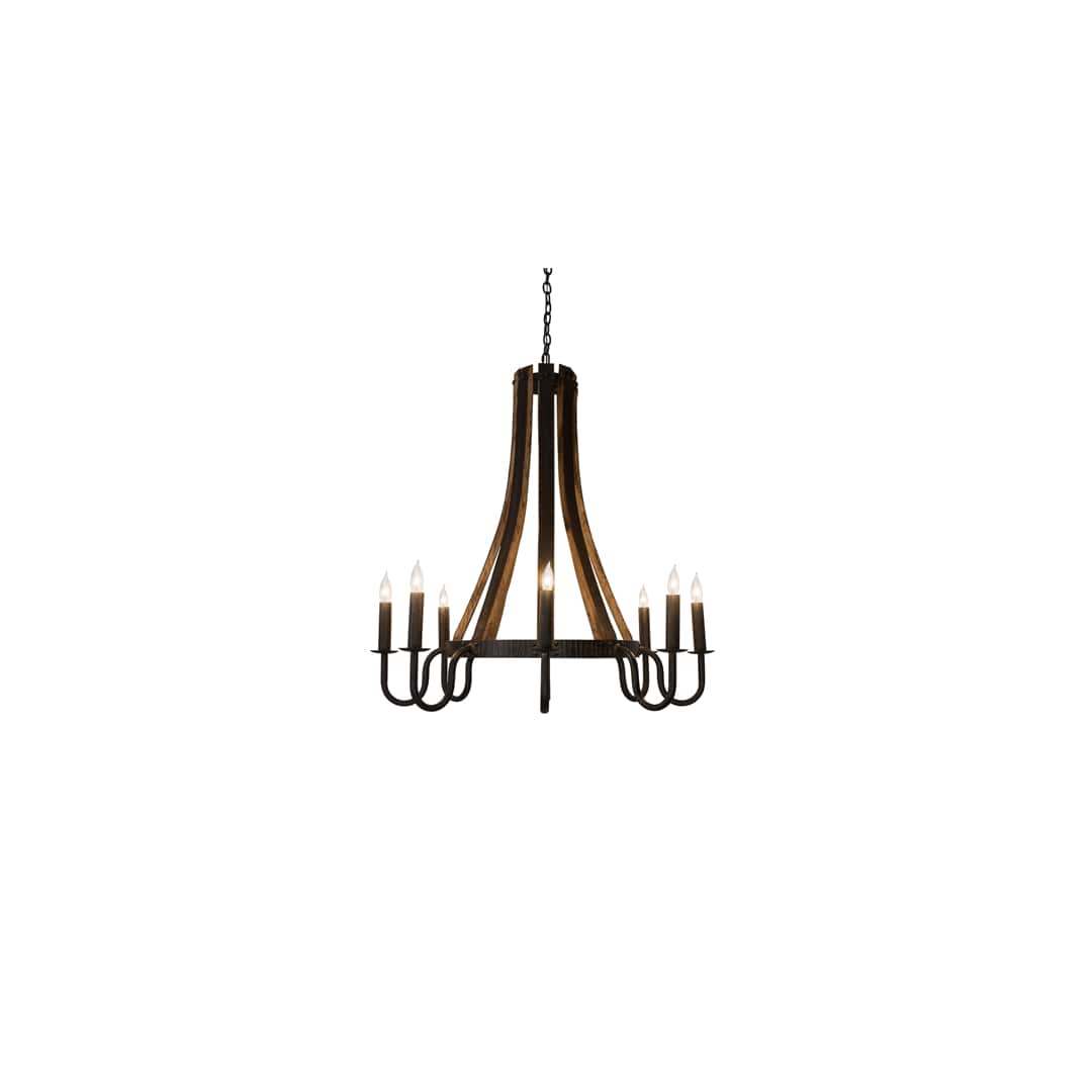 Barrel Stave 8 Light 43" Wide Taper Candle Style Chandelier