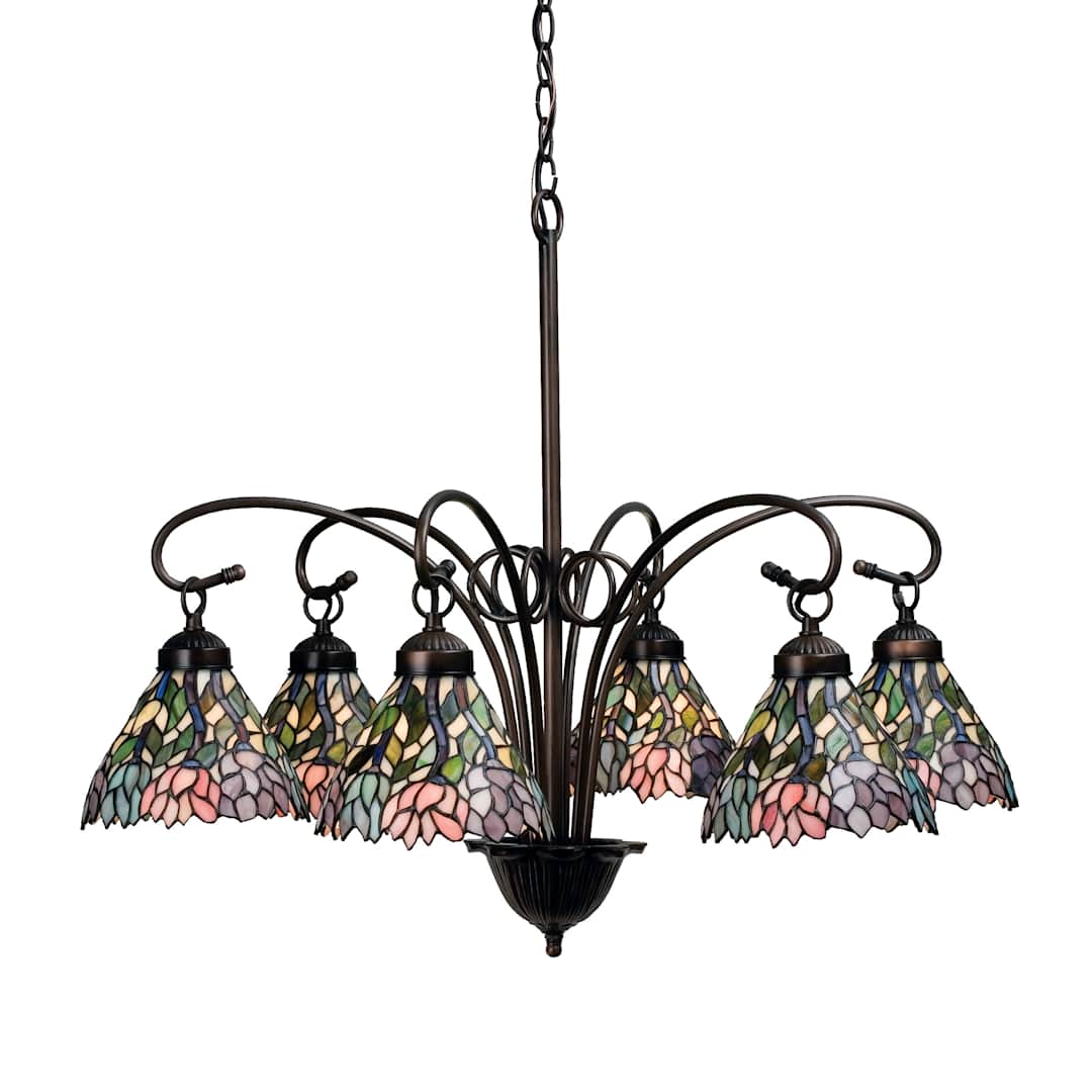 Wisteria 6 Light 30" Wide Chandelier with Tiffany Glass Shade