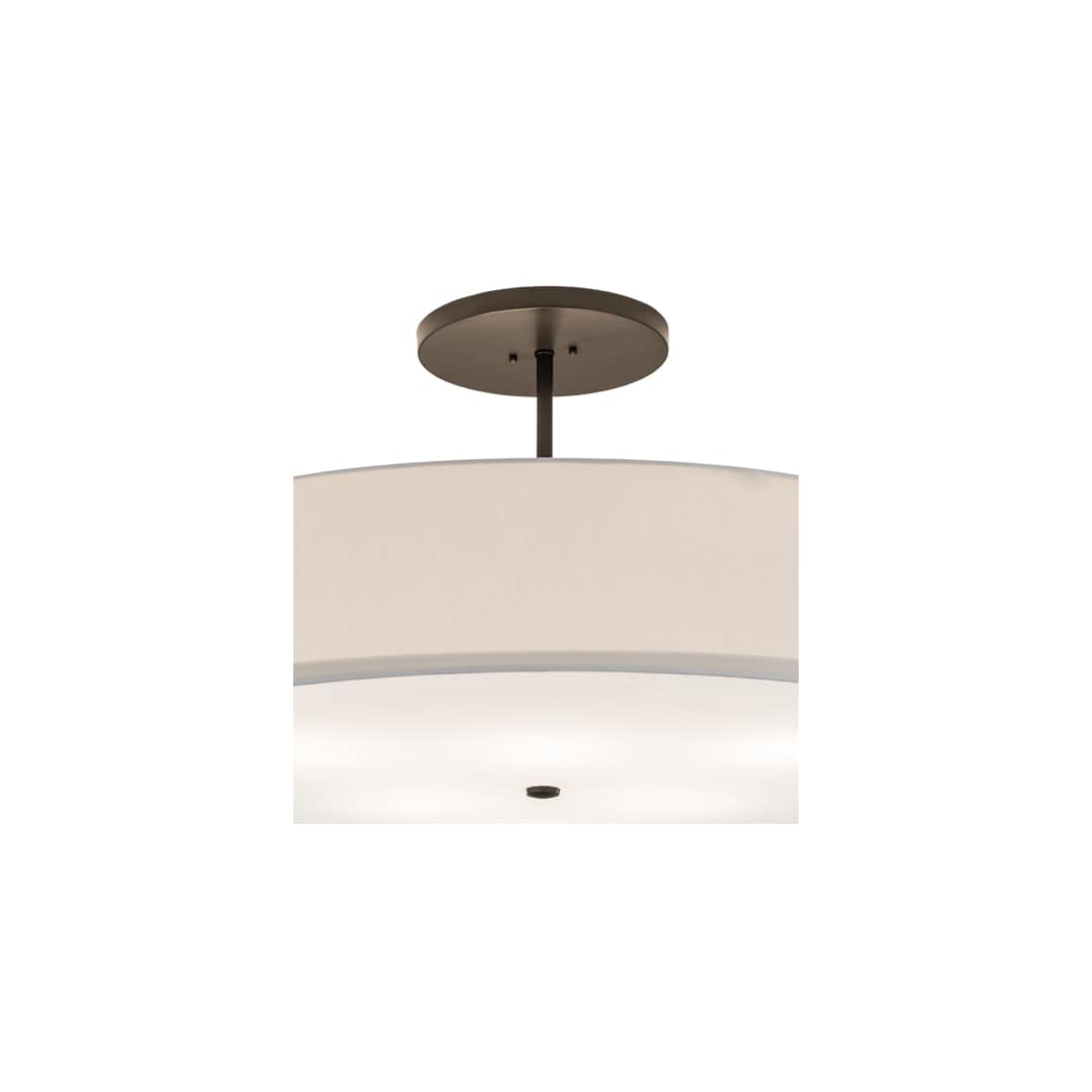 Cilindro 6 Light 42" Wide Semi-Flush Drum Ceiling Fixture with Eggshell Shade - Bronze Finish
