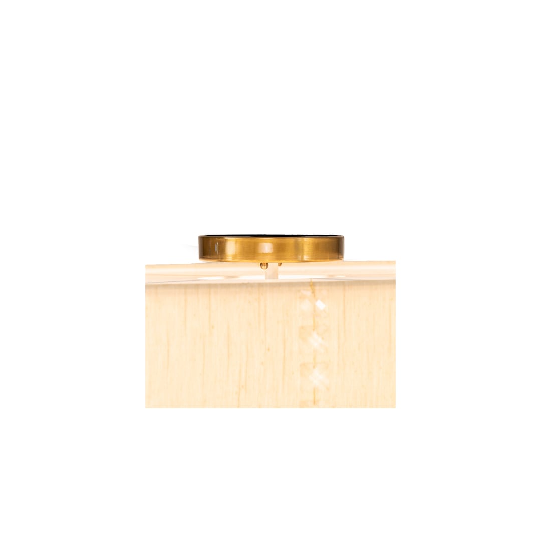 Cilindro Lujoso 8 Light 32" Wide Semi-Flush Drum Ceiling Fixture with Natural Silk Shade - Brass Finish