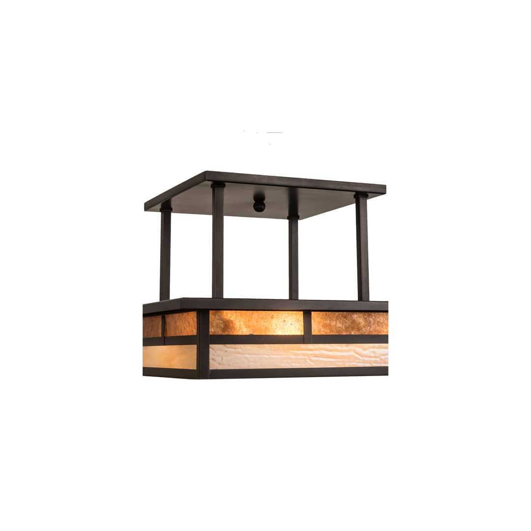 Hyde Park "T" Mission 2 Light 21" Wide Semi-Flush Square Ceiling Fixture - Craftsman Brown Finish