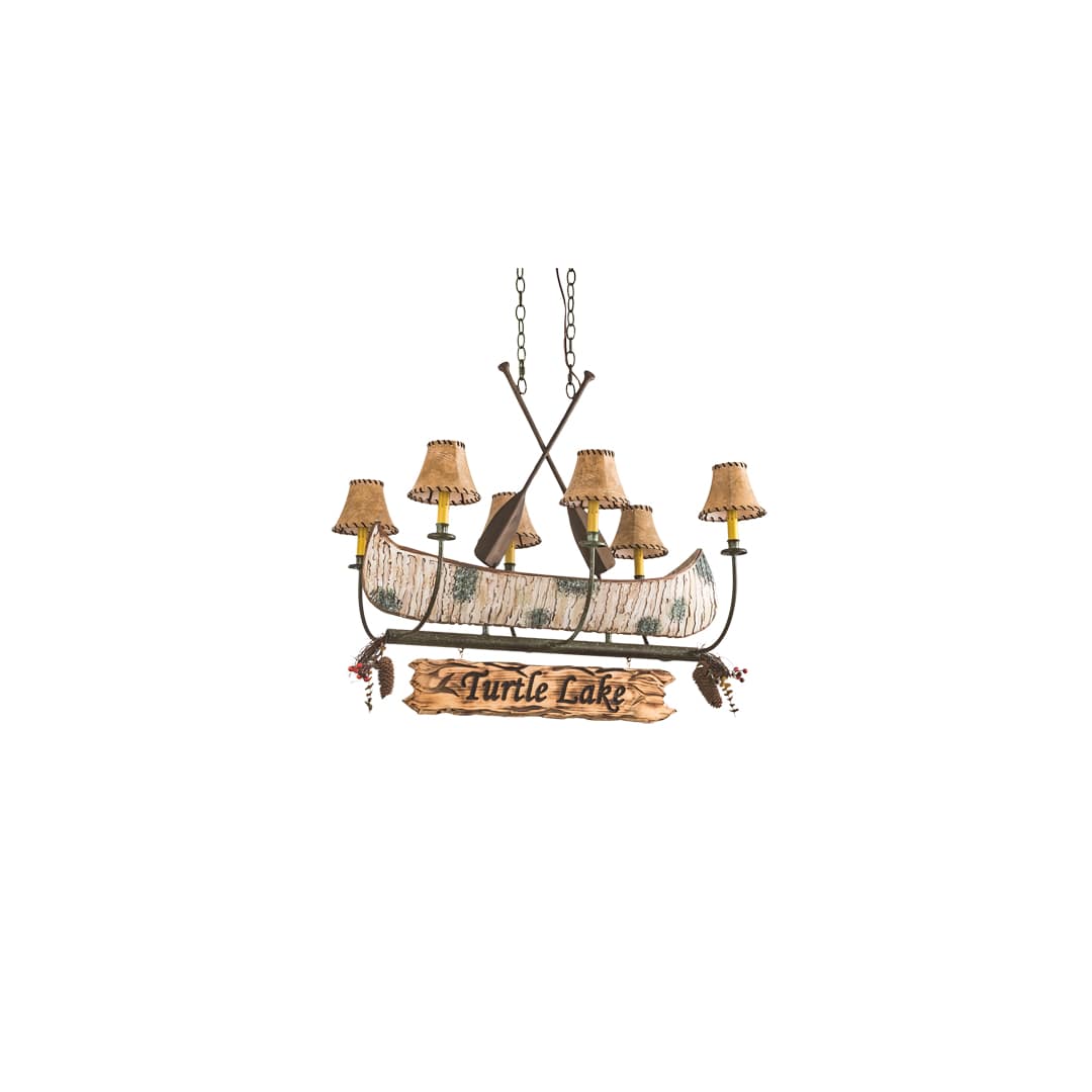 Long Personalized Canoe 6 Light 26" Wide Linear Chandelier