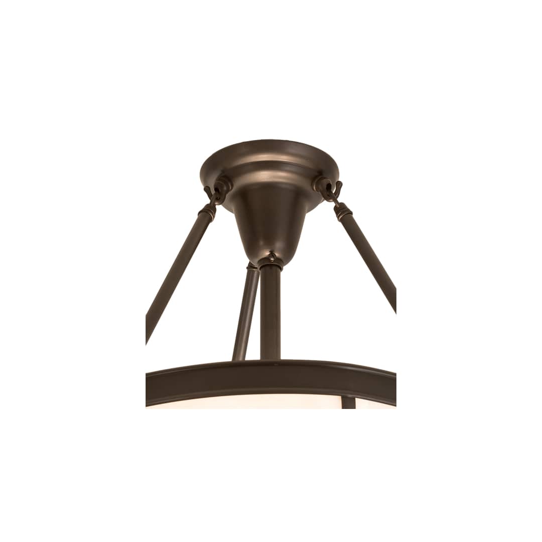 Arts and Crafts 3 Light 18" Wide Semi-Flush Bowl Ceiling Fixture with White Glass Shade - Craftsman Brown Finish