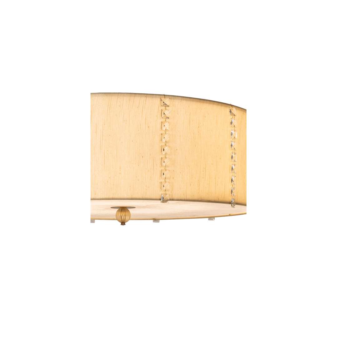 Cilindro Lujoso 8 Light 32" Wide Semi-Flush Drum Ceiling Fixture with Natural Wafer Silk Shade - Brass Finish