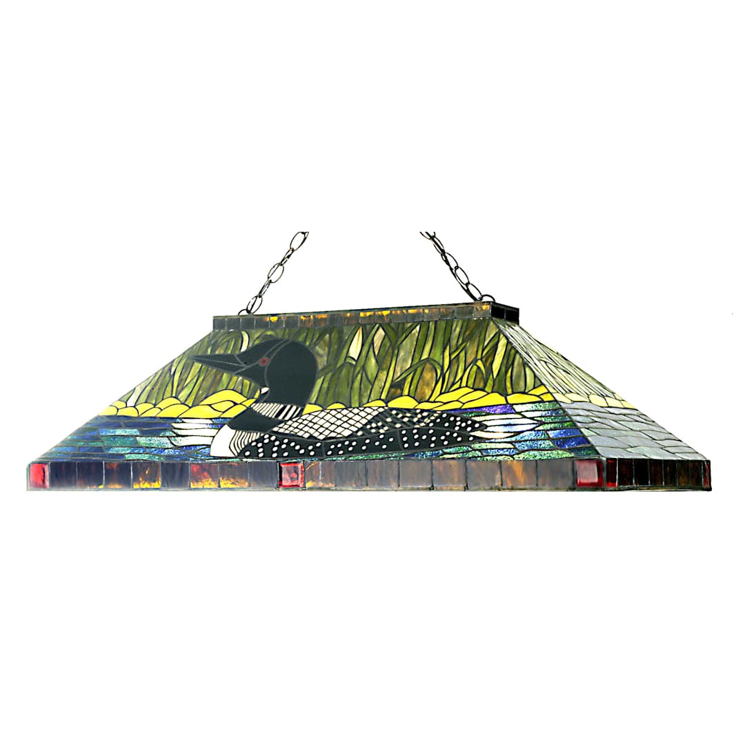 Loon 3 Light 39" Wide Billiard Chandelier with Tiffany Glass Shade