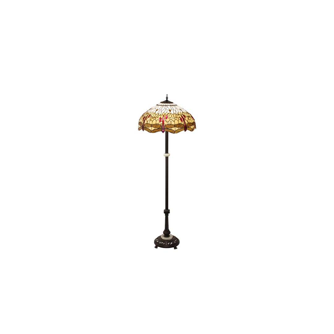 Tiffany Hanginghead Dragonfly 3 Light 62" Tall Buffet Floor Lamp