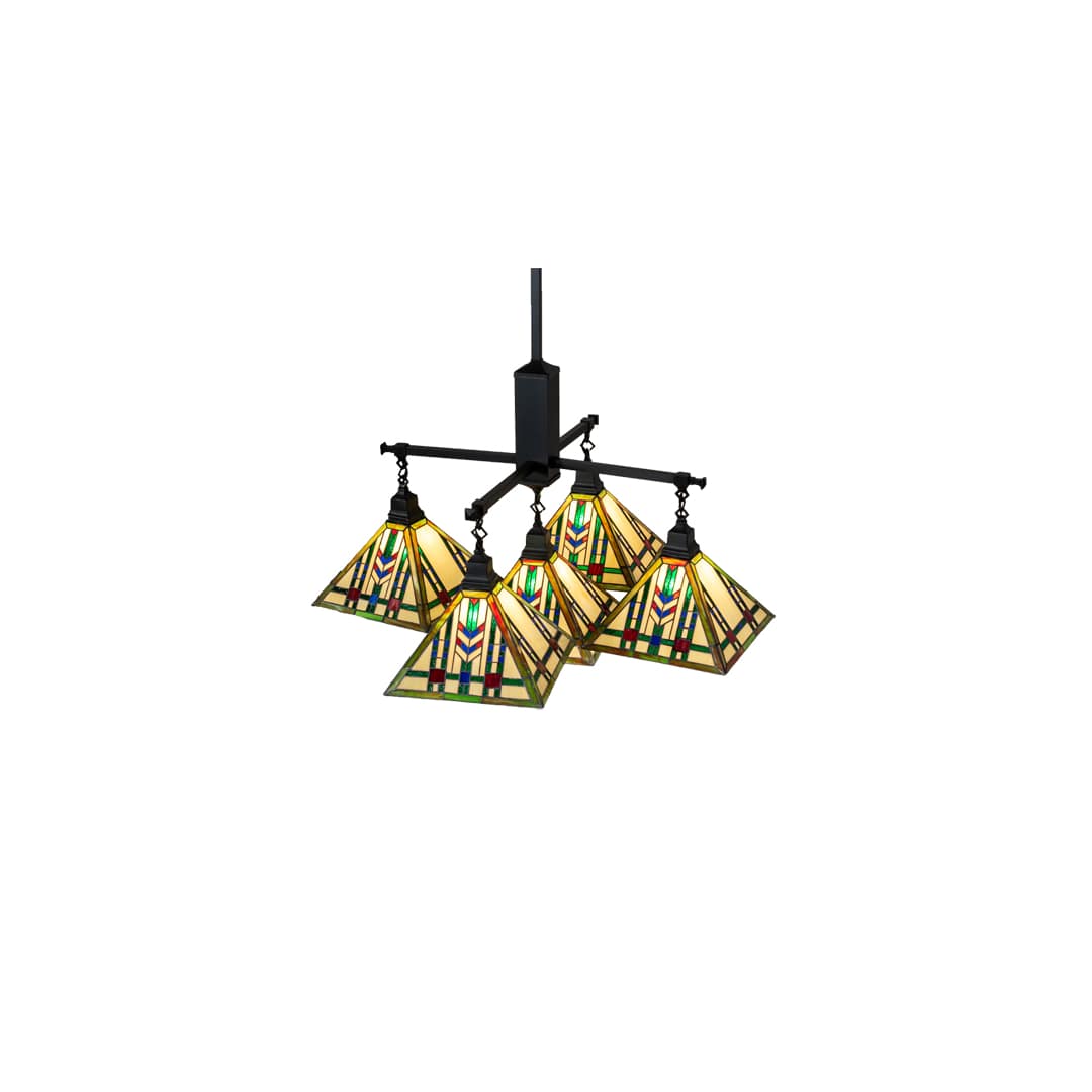 Square Prairie Wheat 5 Light 54" Wide Chandelier