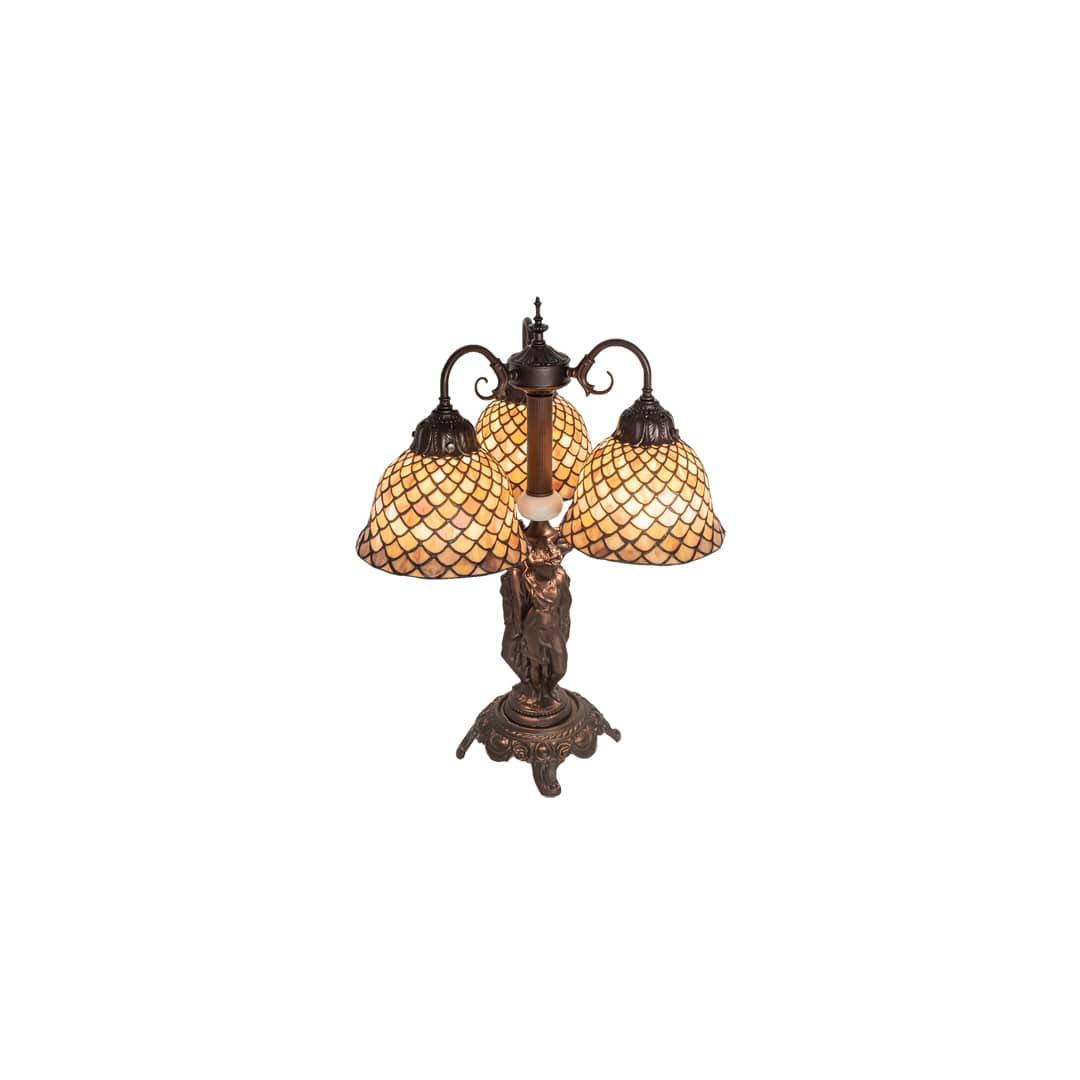 Tiffany Fishscale 3 Light 23" Tall Buffet Table Lamp
