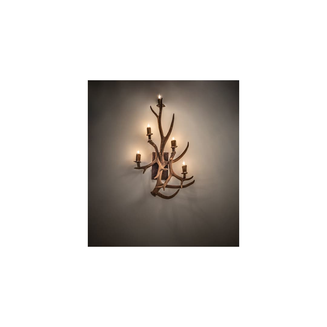 Antlers Elk and Mule Deer 5 Light 36" Tall Wall Sconce