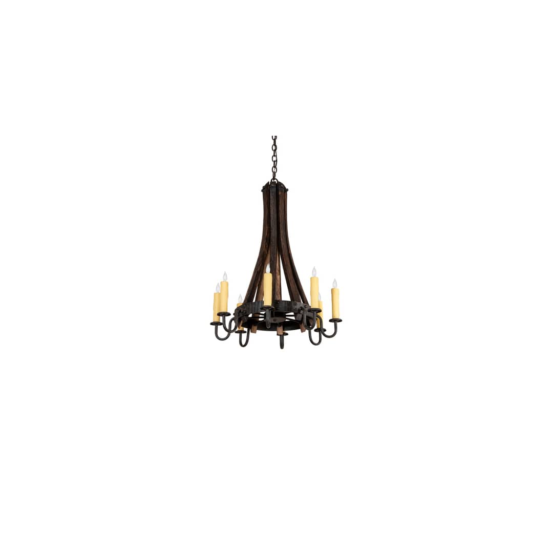 Barrel Stave 8 Light 24" Wide Taper Candle Style Chandelier