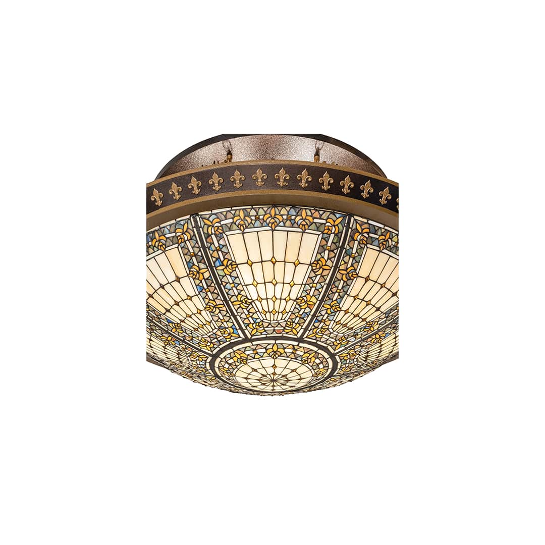 Fleur-de-lis 8 Light 45" Wide Semi-Flush Bowl Ceiling Fixture - Copper Vein / Nu Gold Finish