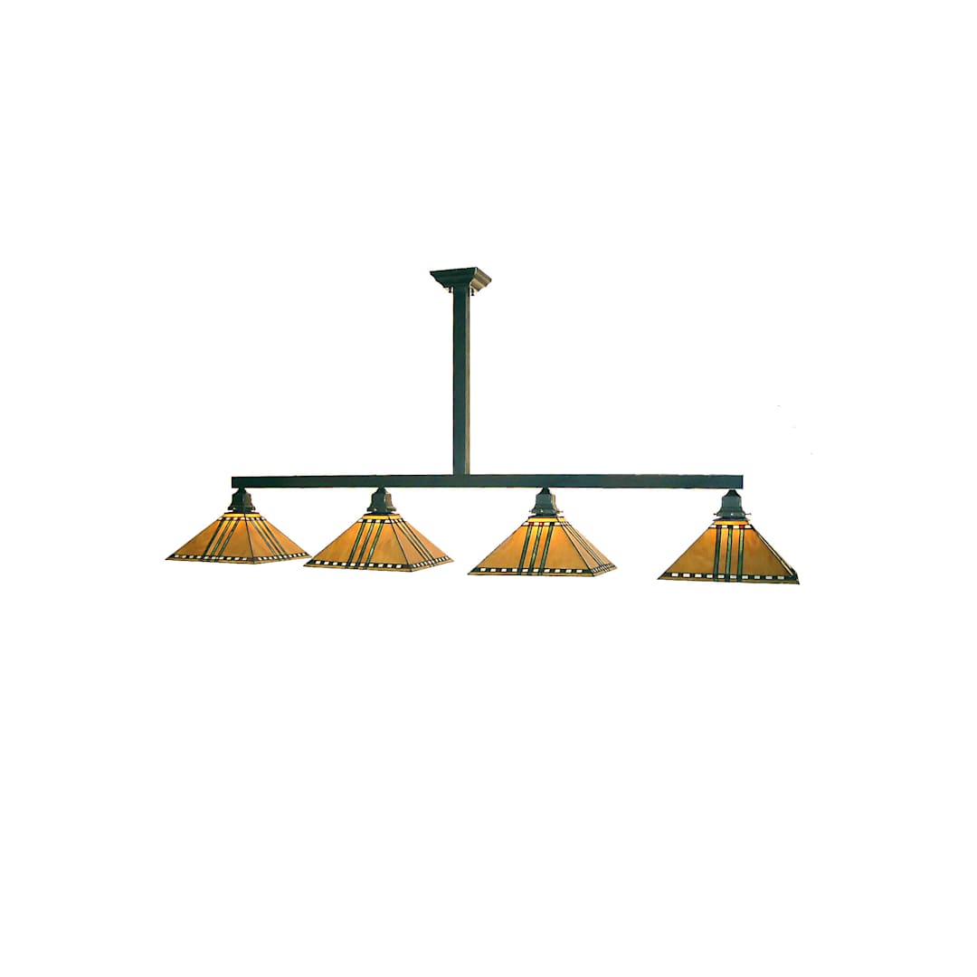 Prairie Corn 4 Light 59" Wide Linear Chandelier with Tiffany Glass Shade