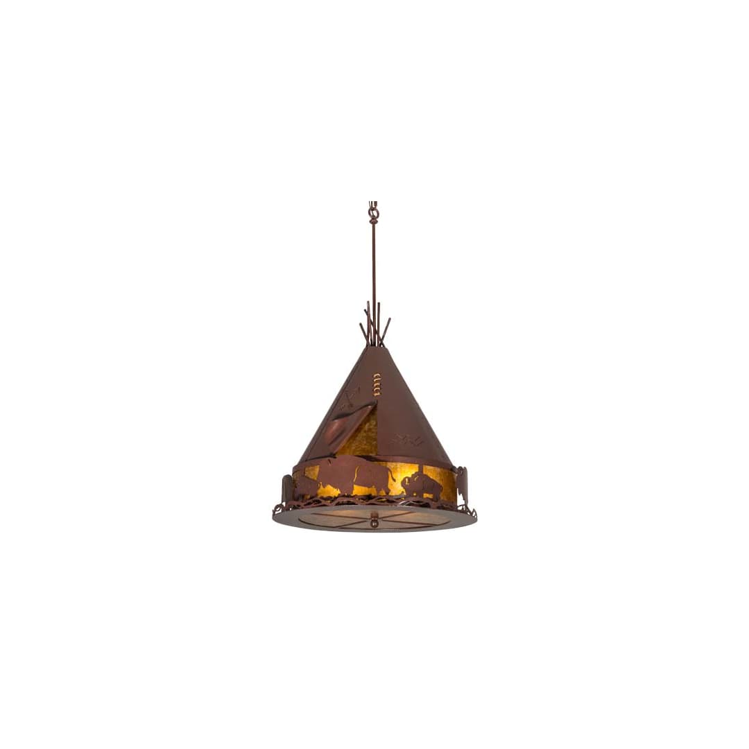 Teepee w/ Buffalo 4 Light 24" Wide Pendant