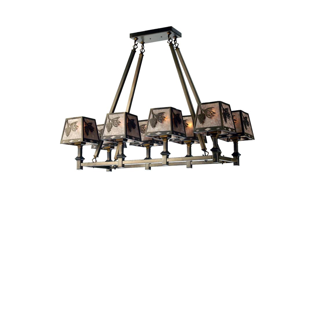 Balsam Pine 8 Light 38" Wide Linear Chandelier with Silver Mica Shade