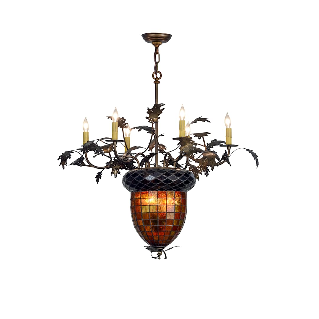 Greenbriar Oak 6 Light 36" Wide Taper Candle Chandelier