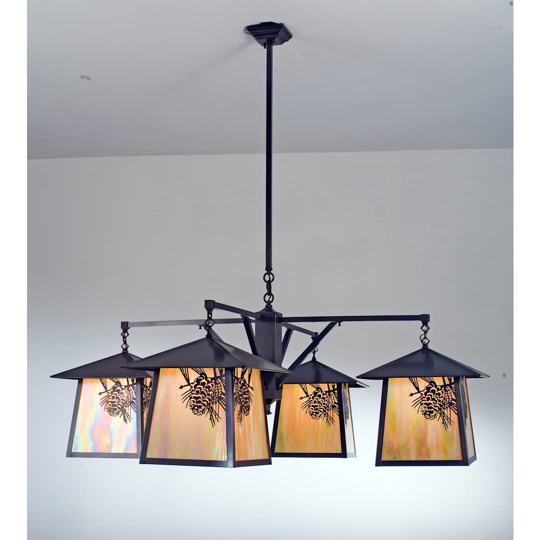 Stillwater Winter Pine 4 Light 48" Wide Chandelier with Cream Glass Shade