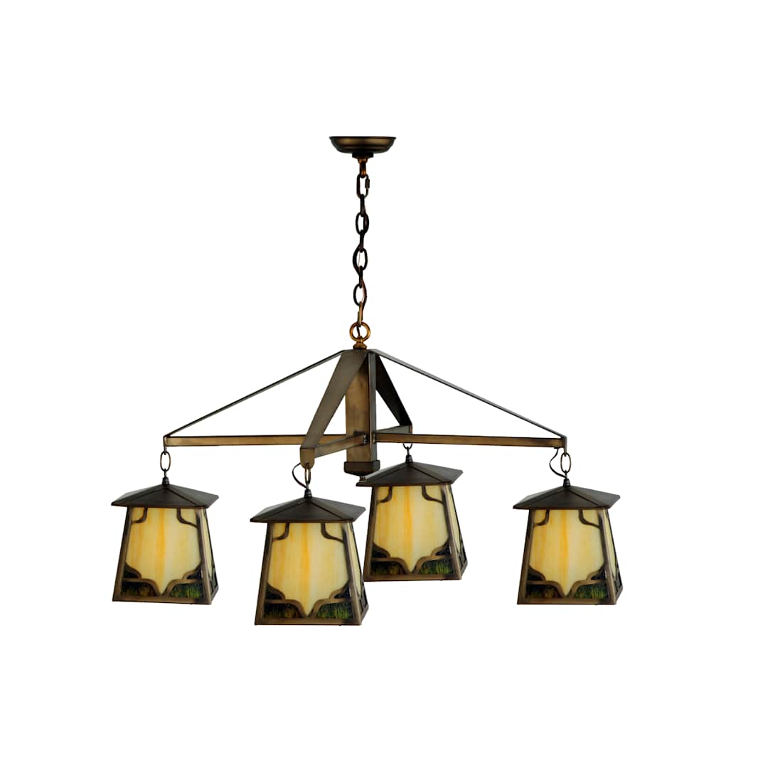 Kirkpatrick 4 Light 38" Wide Chandelier with Tiffany Glass Shade
