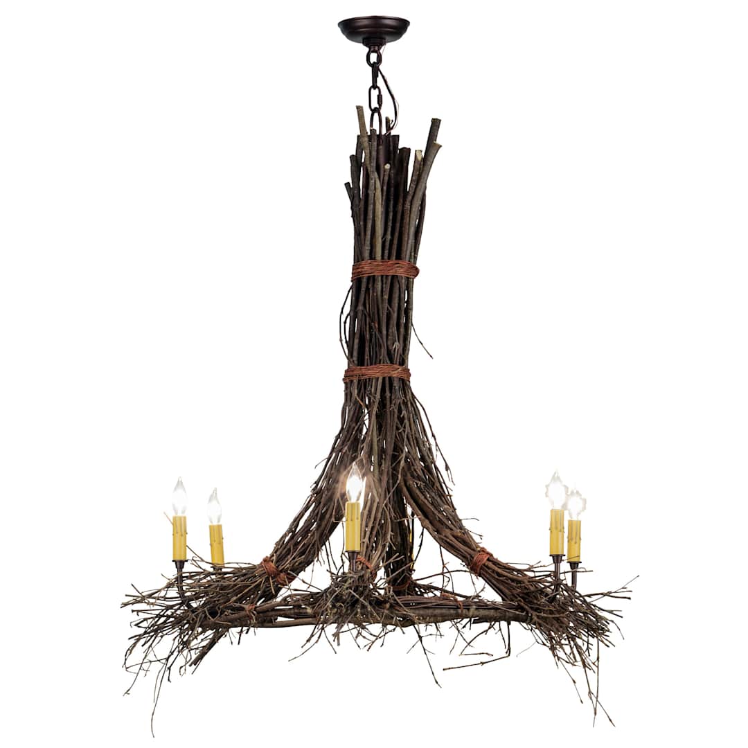 Twigs 6 Light 36" Wide Taper Candle Chandelier