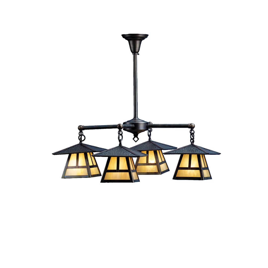 Stillwater T Mission 4 Light 31" Wide Chandelier with Cream Glass Shade