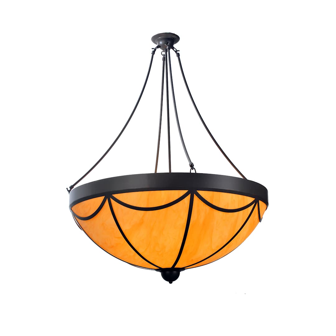 Theatre 6 Light 32" Wide Semi Flush Ceiling Fixture with Yellow Acrylic Shade