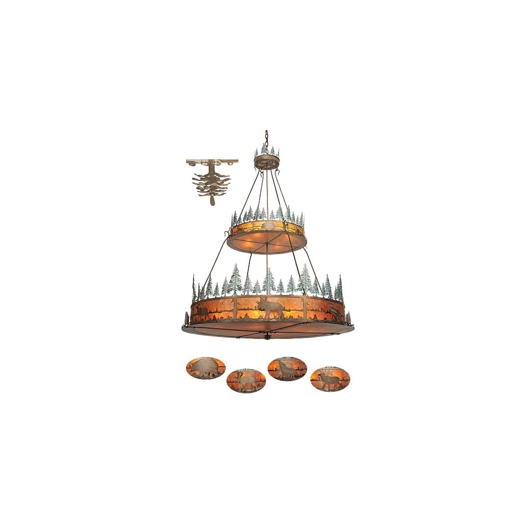 Wildlife at Pine Lake 12 Light 72" Wide Drum Chandelier