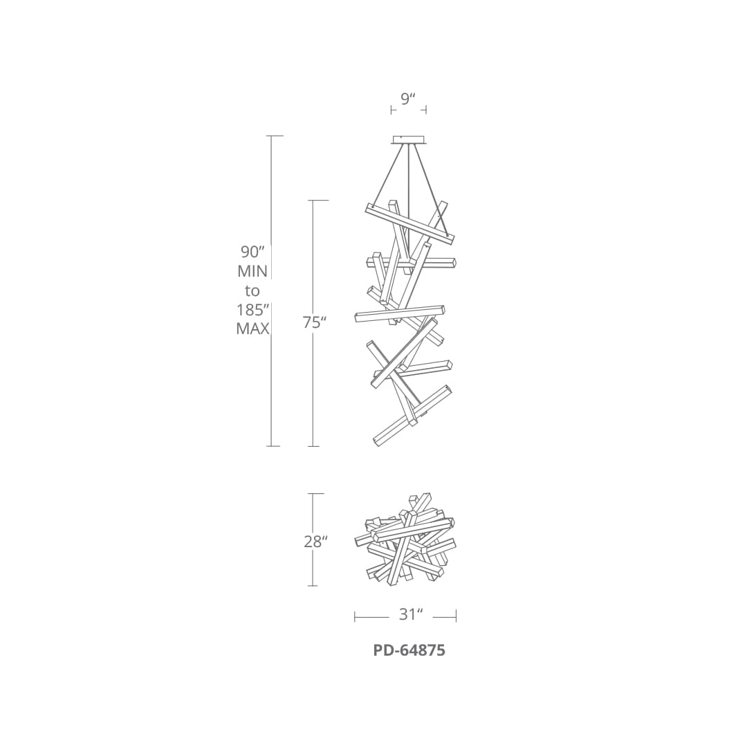 Chaos 31" Wide LED Suspension Chandelier