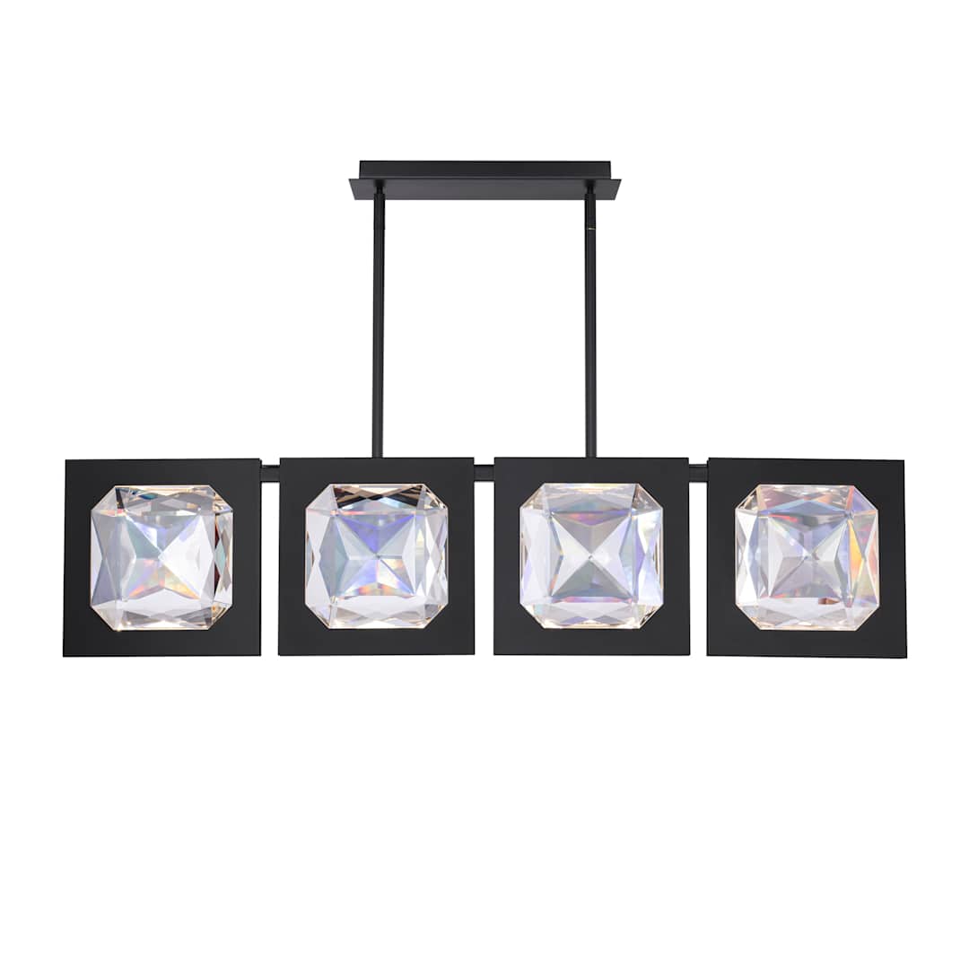 Enchante 4" Wide LED Crystal Linear Pendant with Clear Optic Haze Crystal