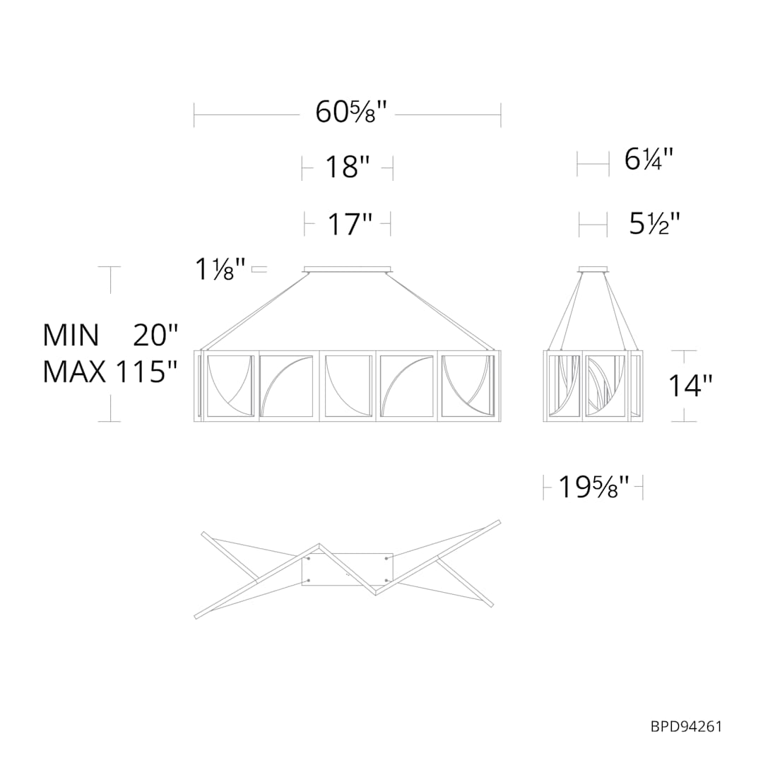 Luna 61" Wide LED Crystal Linear Pendant