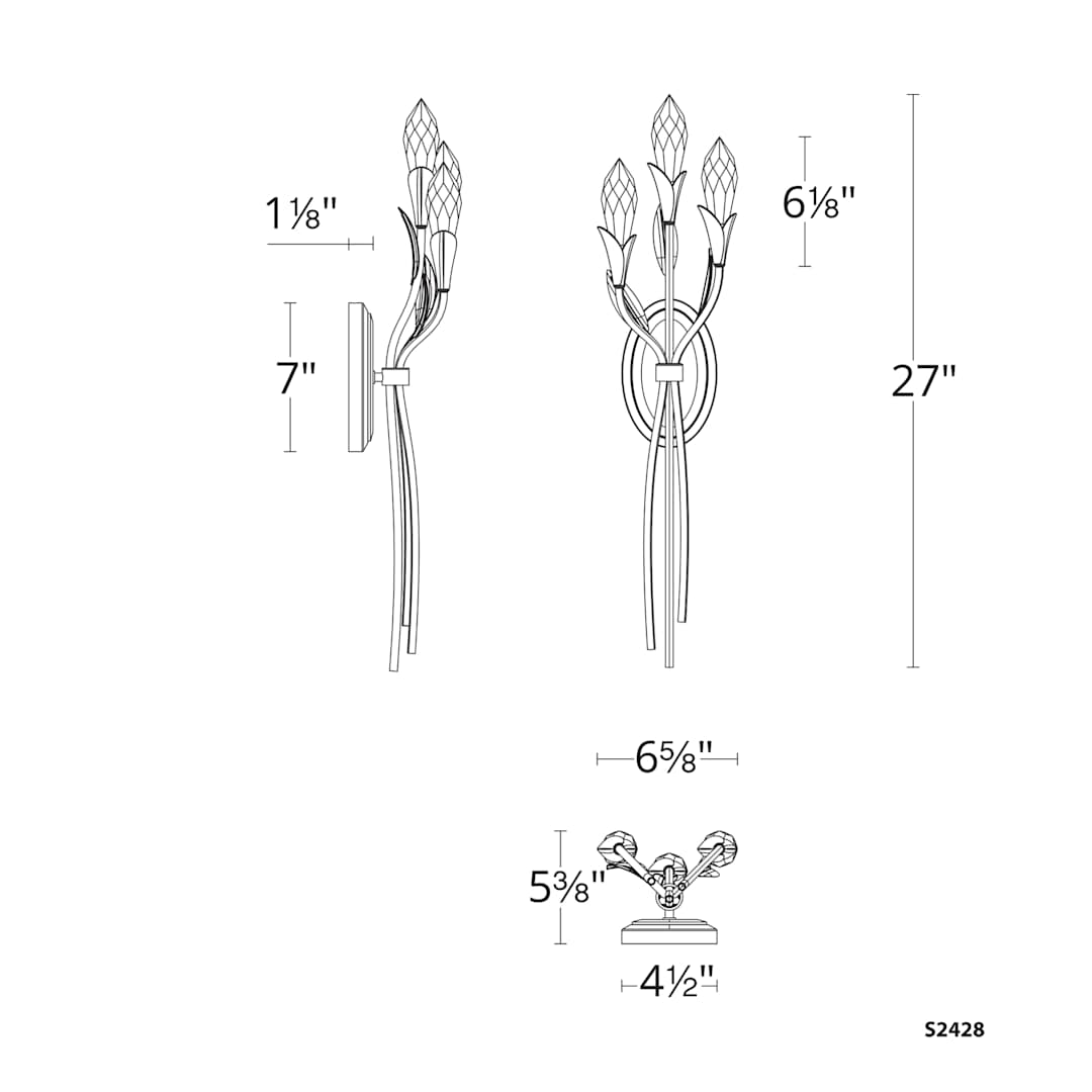 Secret Garden 3 Light 28" Tall LED Wall Sconce