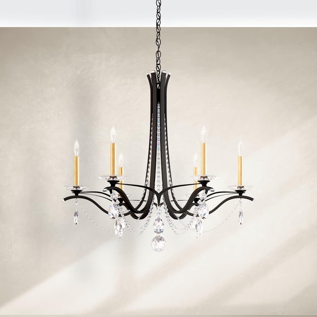 Vesca 6 Light 33" Wide Crystal Chandelier with Heritage Crystals