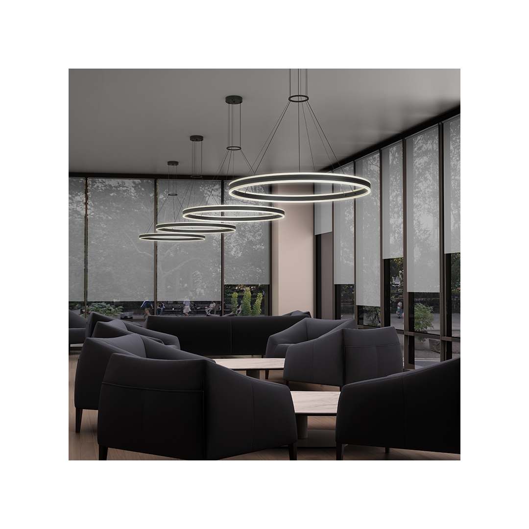 Double Corona 24" Wide Integrated LED Ring Chandelier with Acrylic Shades