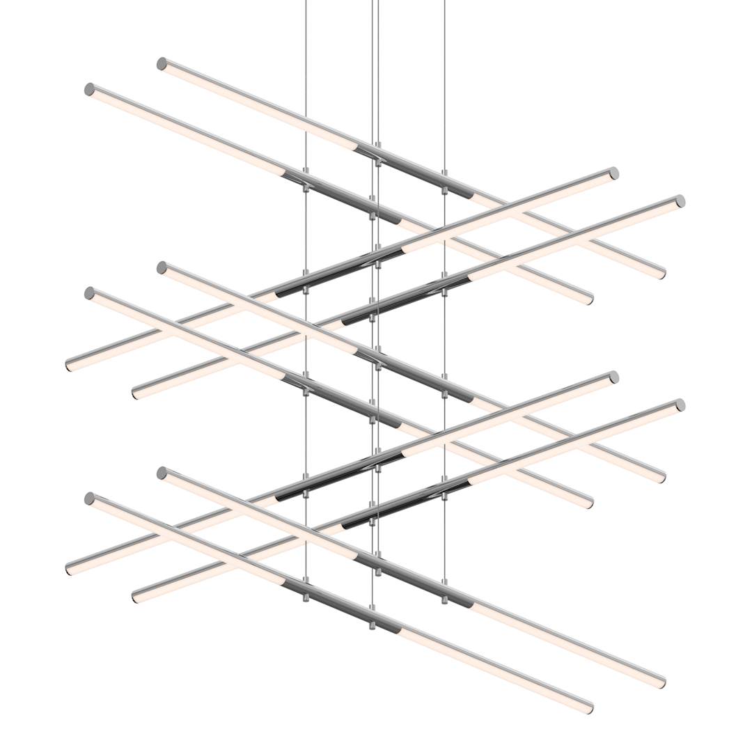 Tik-Tak 47-1/2" Wide LED Five Tier Linear Chandelier with Optical Acrylic Shades