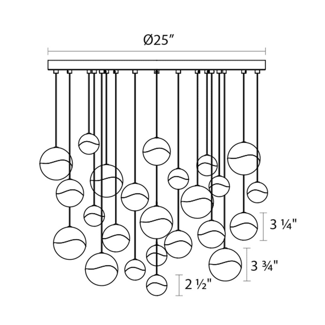 Grapes 24 Light 27" Wide LED Suspension Multi Light Pendant