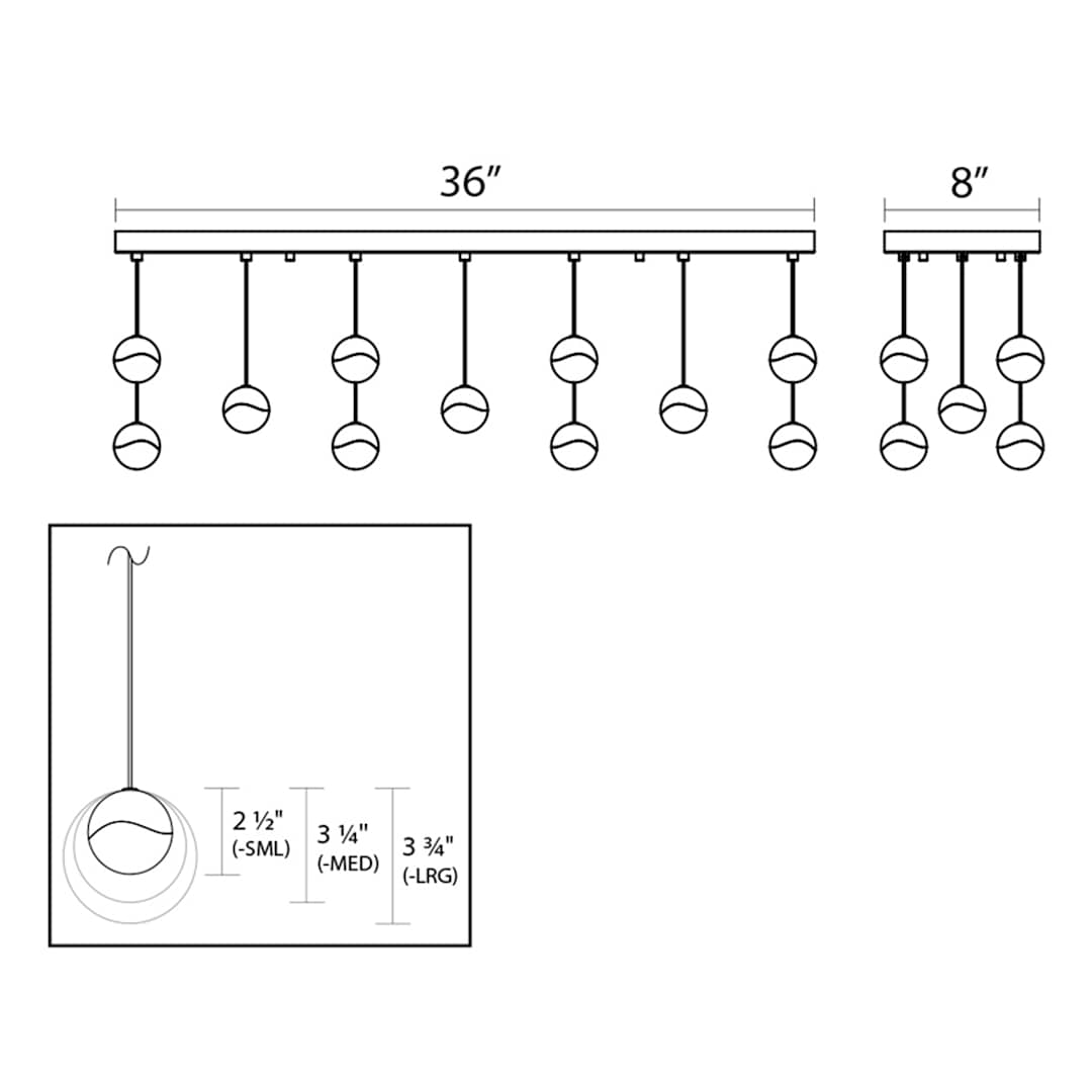 Grapes 11 Light 37" Wide LED Suspension Linear Pendant