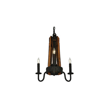 17" Wide Barrel Stave Madera 3 Light Chandelier