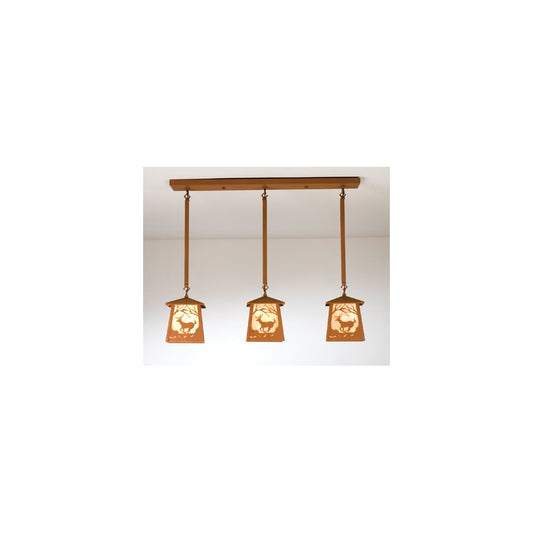 3 Light 37" Wide Linear Pendant with Handmade Shade