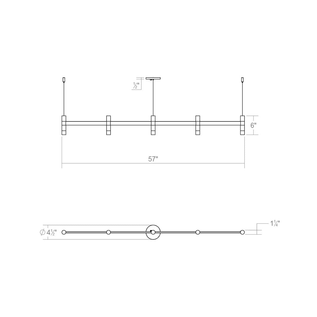 Systema Staccato 5 Light 57" Wide LED Indoor Linear Pendant