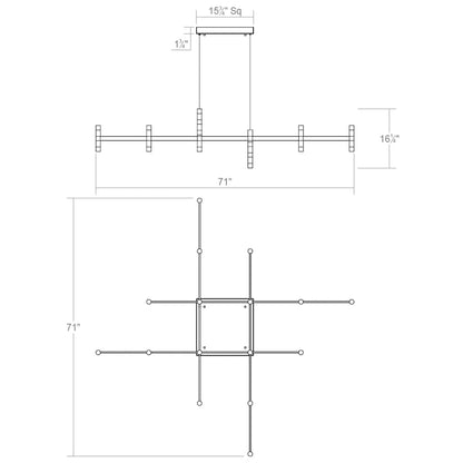 Systema Staccato 28 Light 70" Wide LED Indoor Oversized Pendant