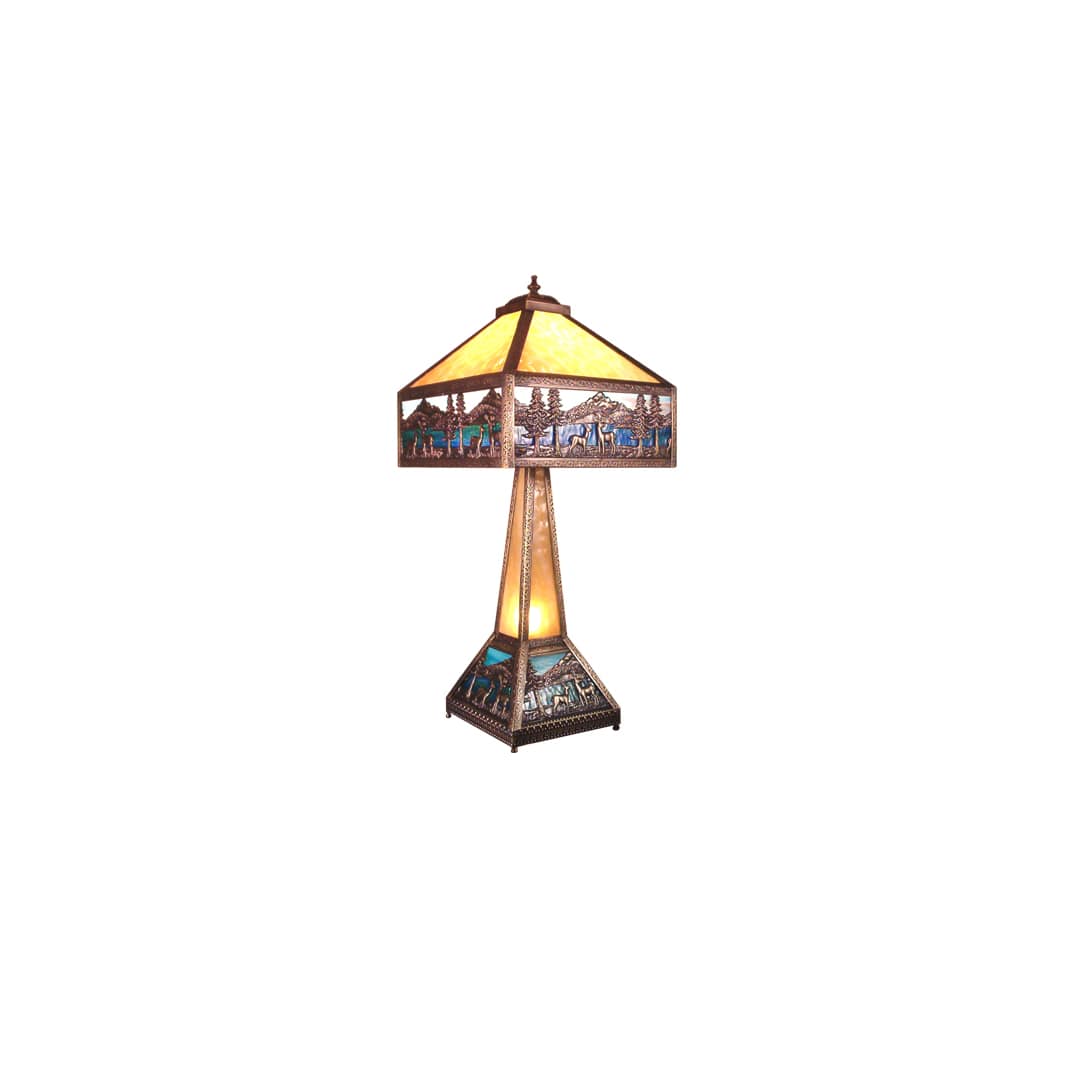 Three Light Up Lighting Table Lamp with Lighted Base from the Deer Lodge Collection