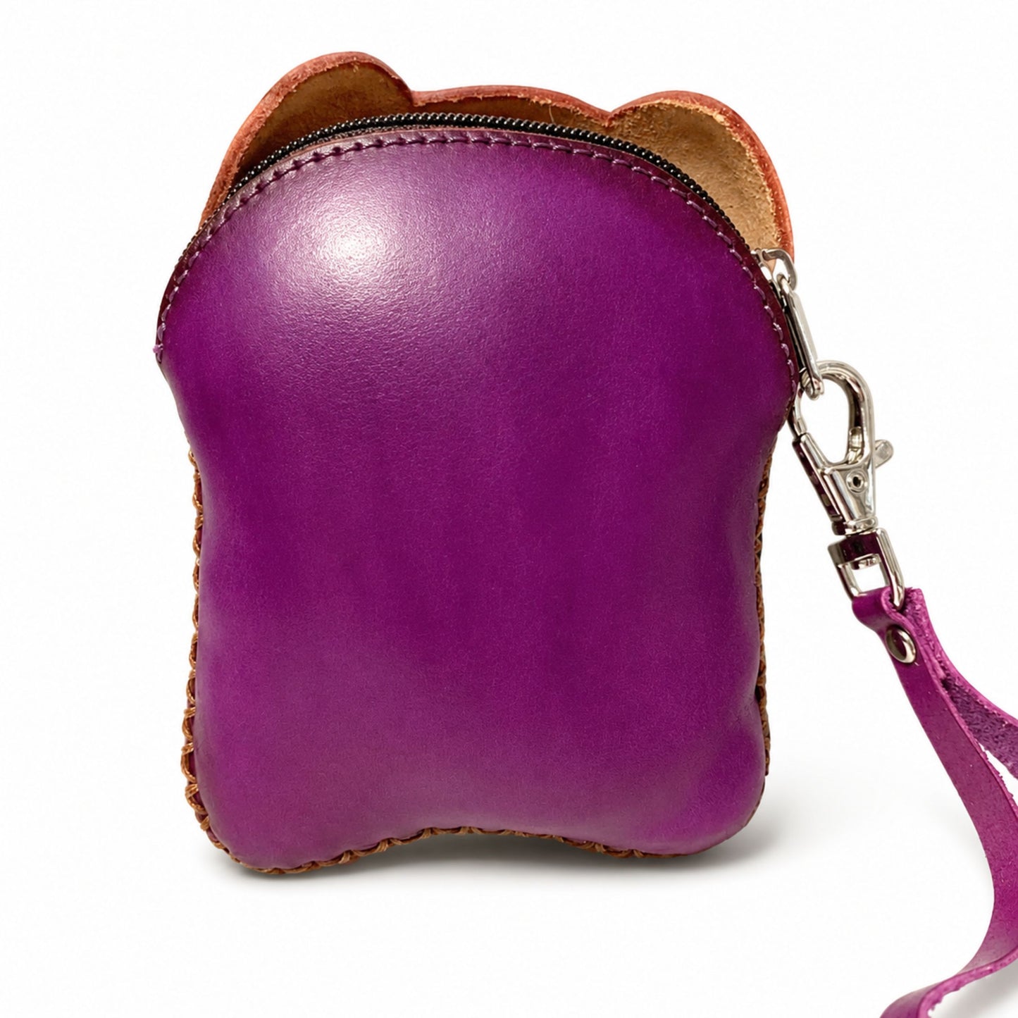 Elephant Pouch for Adults – Purple Cowhide Handmade Coin & Key Holder – 12.5 cm