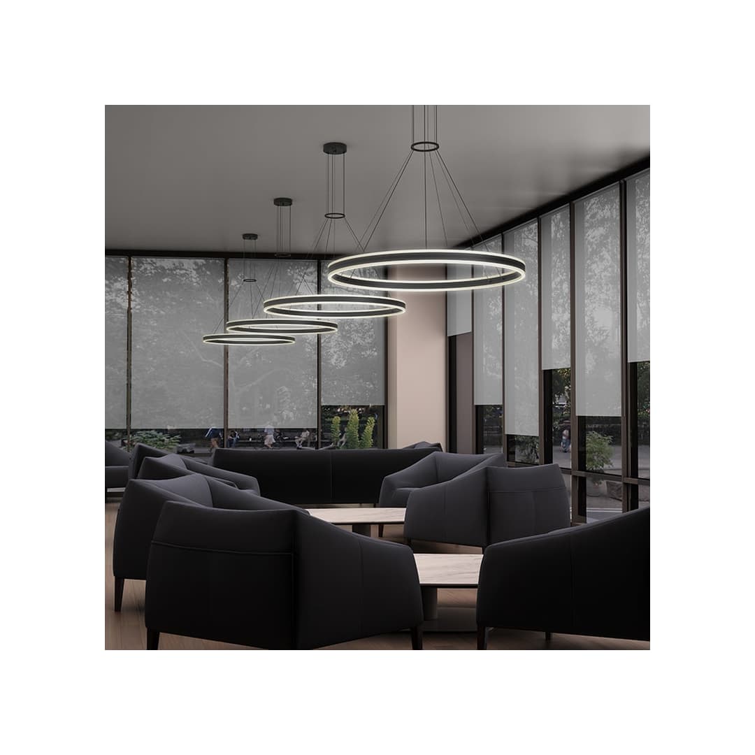 Double Corona 24" Wide Integrated LED Ring Chandelier with Acrylic Shades