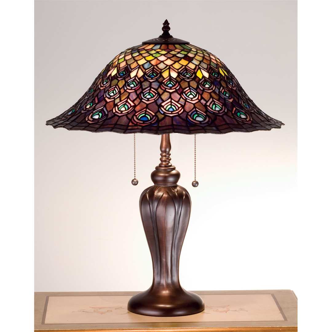 Stained Glass / Tiffany Accent Table Lamp from the Peacock Feather Collection