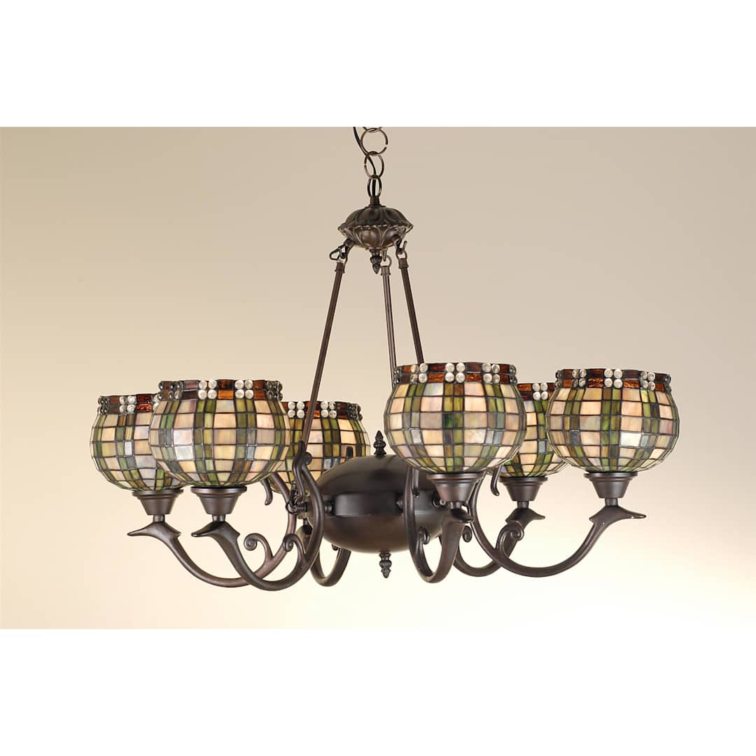 Stained Glass / Tiffany 6 Light Up Lighting Chandelier from the Fixtures Collection
