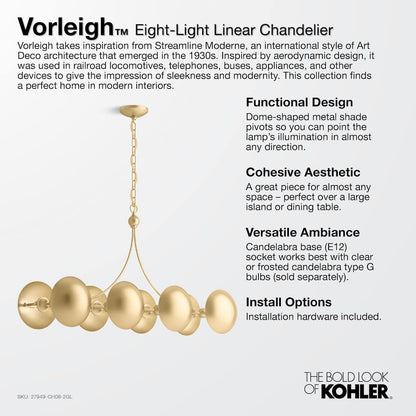 Vorleigh 44" Wide 8 Light Adjustable Dome Linear Chandelier